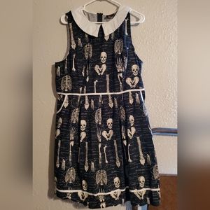 Black Anatomical Skeleton Dress with White Collar (Glows in the Dark)